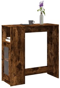vidaXL Masă bar cu rafturi, stejar fumuriu, 101x40x103,5 cm, lemn
