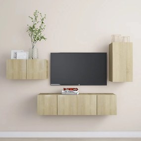 vidaXL Set de dulapuri TV, 4 piese, stejar sonoma, lemn prelucrat