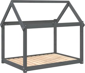 vidaXL Pat pentru câini, gri, 111x80x100 cm, lemn masiv de pin