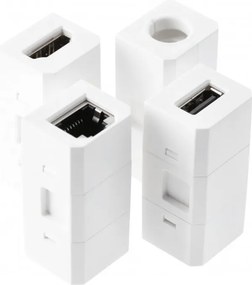 Priza incorporabila in blat Charger Plus GTV, incarcator wireless 5W, 1 priza Schuko, USB A + C, HDMI, RJ45, alb, D:80 mm Aluminiu, Alb, D:80