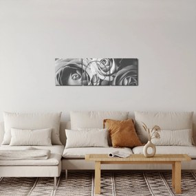 Tablou - Trandafir,alb-negru (cu ceas) (90x30 cm)