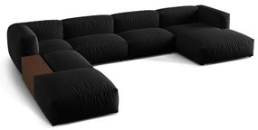 Colțar modular negru (cu colț pe partea stângă /în formă de "U") Martina – Micadoni Home