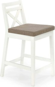 Scaun bar BORYS LOW, bej - Inari 23/alb, stofa/lemn, 41x48x83 cm
