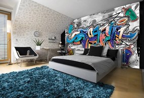 Fototapet - Gaffiti colorat pe gri (152,5x104 cm)