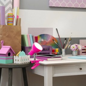 Veioza, lampa de birou cu clema design modern Noah roz
