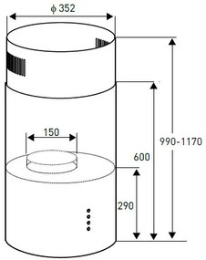Hotă de bucătărie cilindrică Shadow Black 190 W