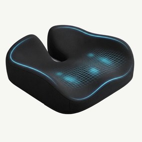 Perna ortopedica sezut memory foam ORTO COCCIS Plus, husa mesh 3D, Negru