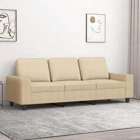 vidaXL Canapea cu 3 locuri, crem, 180 cm, material textil