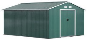 Outsunny Magazie pentru Unelte din Oțel Galvanizat, Magazie pentru Organizare și Depozitare 3.4x3.86x2 m, Verde | Aosom Romania