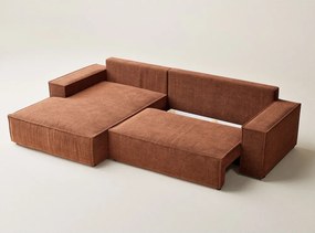 Colțar arămiu extensibil/cu spațiu de depozitare cu tapițerie din chenille (cu colț pe partea stângă/cu șezlong) Maze – Maison de Rêve