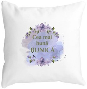 Perna Decorativa pentru Bunica 2, 40x40 cm, Alba, Mata, Husa Detasabila, Burduf