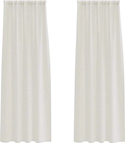 vidaXL Cortină din Voile cu perdele 2 pcs Crem 225 x 140 cm Poliester