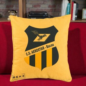 Perna Personalizata CS Aerostar Bacau Fotbal, 40x40 cm, Galben, Husa Detasabila, Perna Inclusa, BEKZ®