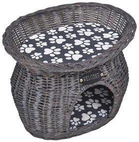 vidaXL Ansamblu pentru pisici/pat/stâlp de zgâriat, cu pernă, răchită