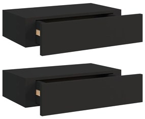 330244 vidaXL Dulap de perete cu sertare, 2 buc., negru, 40x23,5x10 cm, MDF