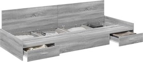 vidaXL Cadru de pat cu sertar Gri Sonoma 98.5 x 200 cm Lemn compozit