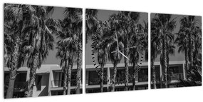 Tablou - Mașină roșie, retro (cu ceas) (90x30 cm)