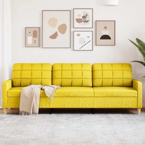 vidaXL Canapea cu 3 locuri, galben deschis, 210 cm, material textil