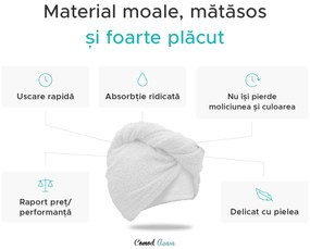 Prosop turban gri deschis cu uscare rapida, 100% bumbac