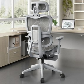 RESIGILAT- Scaun ergonomic, functie translatie sezut, cotiere reglabile 3D, tetiera 3D, suport lombar reglabil, spătar reglabil inaltime, pivotant, suport picioare, Gri