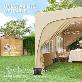 Outsunny Tonelă pliabilă 3 x 6 m Pop Up, UPF50+ Înălțime reglabilă, cu sac de transport și saci de nisip, Bej | Aosom Romania