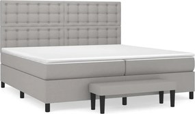 vidaXL Pat box spring cu saltea, gri deschis, 200x200 cm, textil