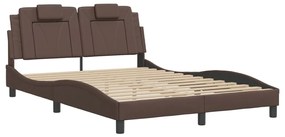 3208084 vidaXL Cadru de pat cu tăblie, maro, 120x200 cm, piele ecologică