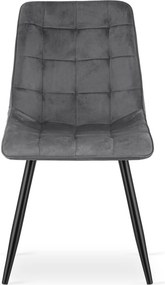 Scaun de masa SPLIT VELVET cu picioare negre, gri inchis
