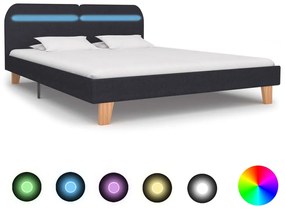 vidaXL Cadru pat cu LED-uri, gri închis, 180x200 cm, material textil