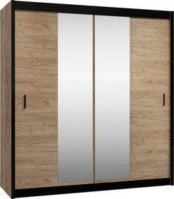 Dressing CRAFT, stejar craft/negru, PAL melaminat, 203x61x215 cm