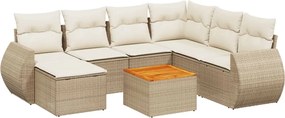 vidaXL Set canapele de grădină, 8 piese, cu perne, bej, poliratan