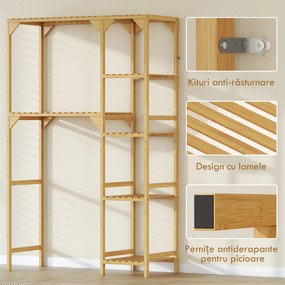 HOMCOM Mobilier deasupra mașinii de spălat din bambus cu 7 rafturi reversibile, spațiu economisitor, pentru depozitare și organizare, pentru baie și spălătorie, 100x40x157 cm, culoare lemn | Aosom Romania
