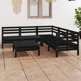 Set mobilier de gradina, 6 piese, negru, lemn masiv de pin Negru, 1