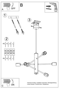 Lustră pe cablu DUOMO 6 6xE27/60W/230V negru