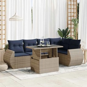 vidaXL Set mobilier grădină cu perne 6 piese gri poliratan/lemn acacia