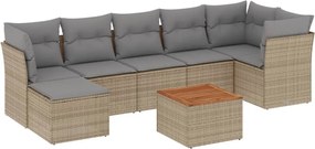 vidaXL Set canapele de grădină, 8 piese, cu perne, bej, poliratan