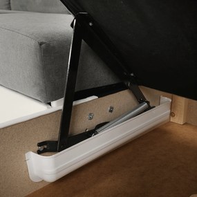 Colţar mic, piele ecologică alb/material textil gri, model dreapta, SANTIAGO COLŢAR MIC
