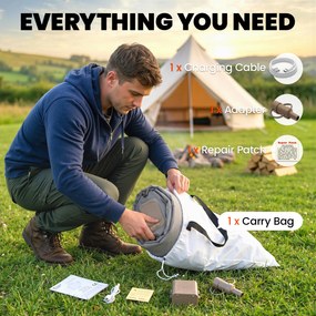 Outsunny Saltea gonflabilă 1 persoană auto-umflantă cu pompă electrică integrată în 3 minute, suprafață plușată | Aosom Romania