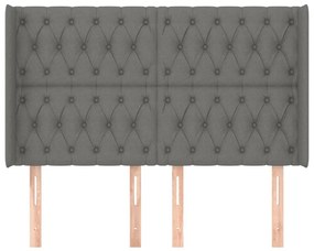 Tablie de pat cu aripioare gri inchis 147x16x118 128 cm textil 1, Morke gra, 147 x 16 x 118 128 cm