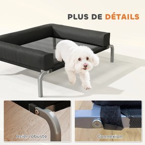 PawHut Pat ridicat pentru câini răcoritor, pat de tabără pentru câini interior exterior portabil, 90 x 65 x 30 cm, negru | Aosom Romania
