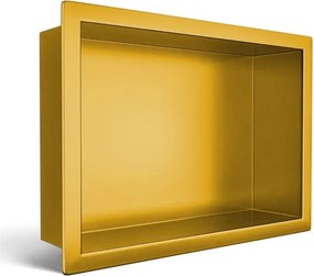 Raft incastrat dreptunghiular Balneo Wall-Box One cu rama 30x20x10 cm auriu lucios