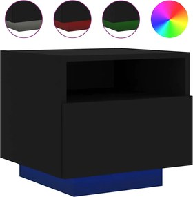vidaXL Noptieră cu lumini LED, negru, 40x39x37 cm