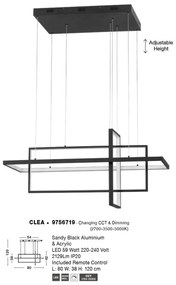 Lustra LED suspendata cu telecomanda design geometric CLEA neagra