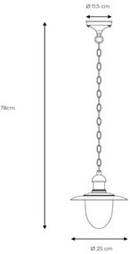 Lucide 11872/01/30 - Lampa suspendata exterior ARUBA 1xE27/60W/230V