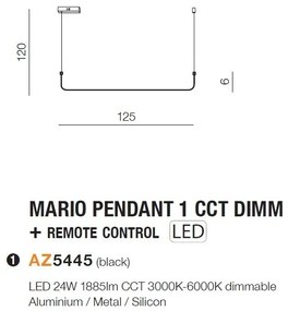 Lustra LED suspendata cu telecomanda MARIO 1 CCT DIMM BK