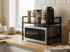 Etajera de bucatarie deasupra cuptorului cu microunde GALAN telescopica, neagra