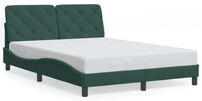 3213858 vidaXL Cadru de pat cu lumini LED, verde închis, 140x200 cm, catifea