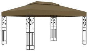 Pavilion cu acoperis dublu, gri taupe, 3 x 4 m, 180 g m  ²