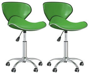335148 vidaXL Scaune de bucătărie pivotante, 2 buc., verde, piele ecologică
