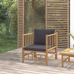 Canapea de gradina, perne gri inchis, bambus